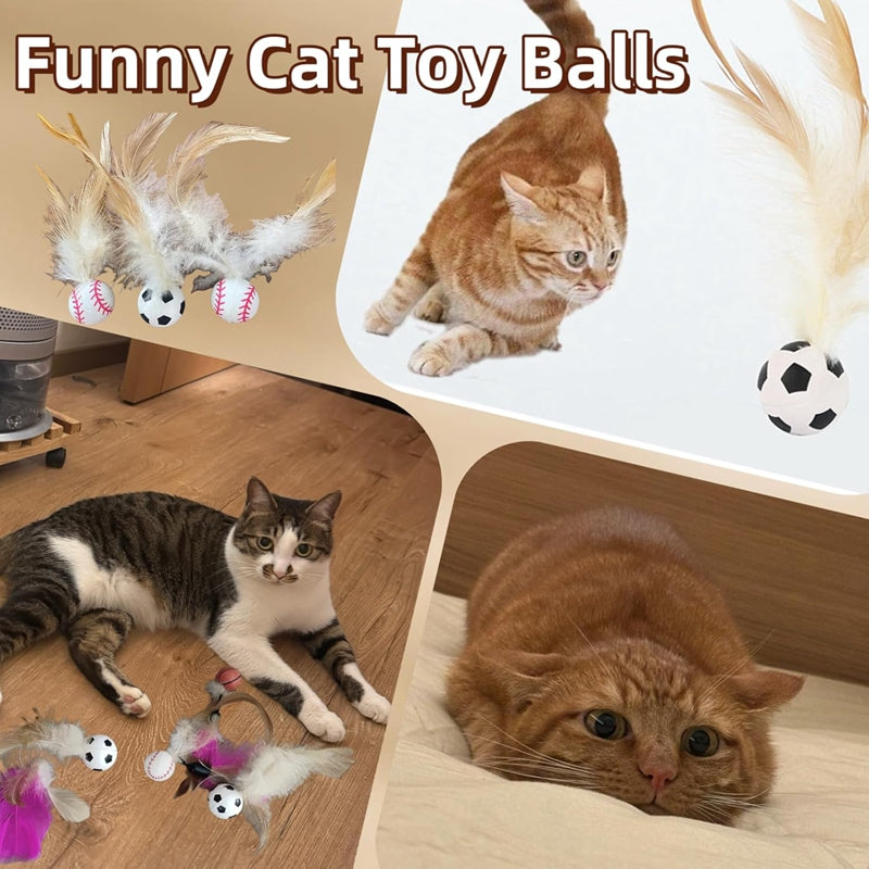 Pet Interactive Feather Bouncy Ball Self Entertainment Toy