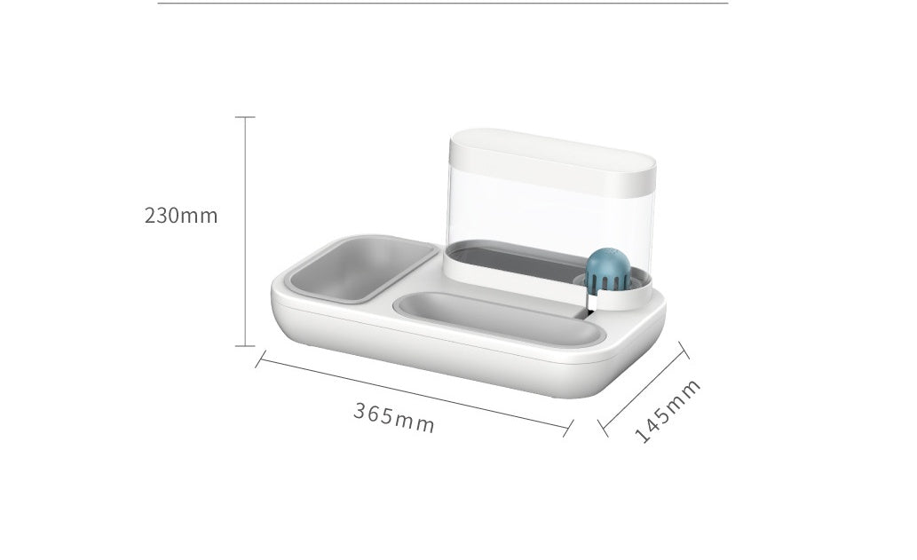 Automatic Pet Drinking Fountain 1.5L With Feeding Bowl