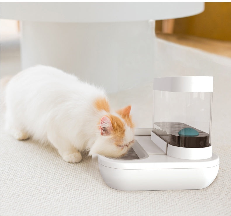 Automatic Pet Drinking Fountain 1.5L With Feeding Bowl