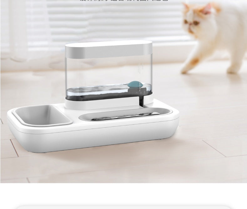 Automatic Pet Drinking Fountain 1.5L With Feeding Bowl