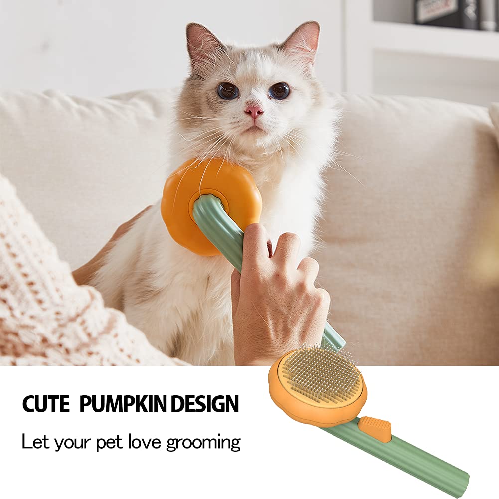Pet Pumpkin Self Cleaning Slicker Grooming Brush