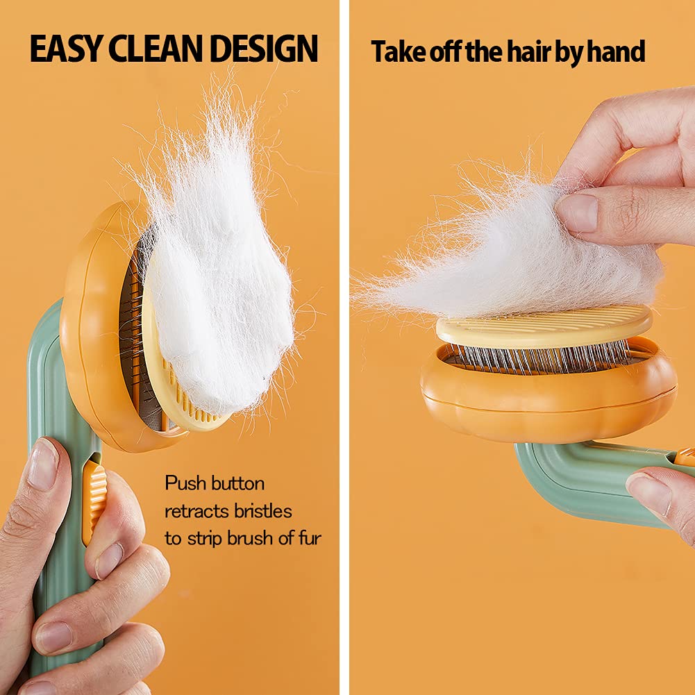 Pet Pumpkin Self Cleaning Slicker Grooming Brush
