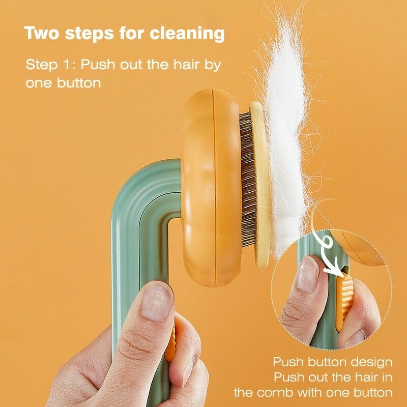 Pet Pumpkin Self Cleaning Slicker Grooming Brush