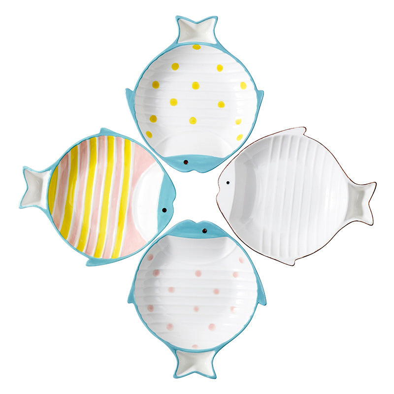 Fish Shape Ceramic Pet Feeding Plate Bowl