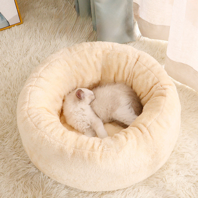 Plush Donut Round Pet Bed Warm Cushion Mat