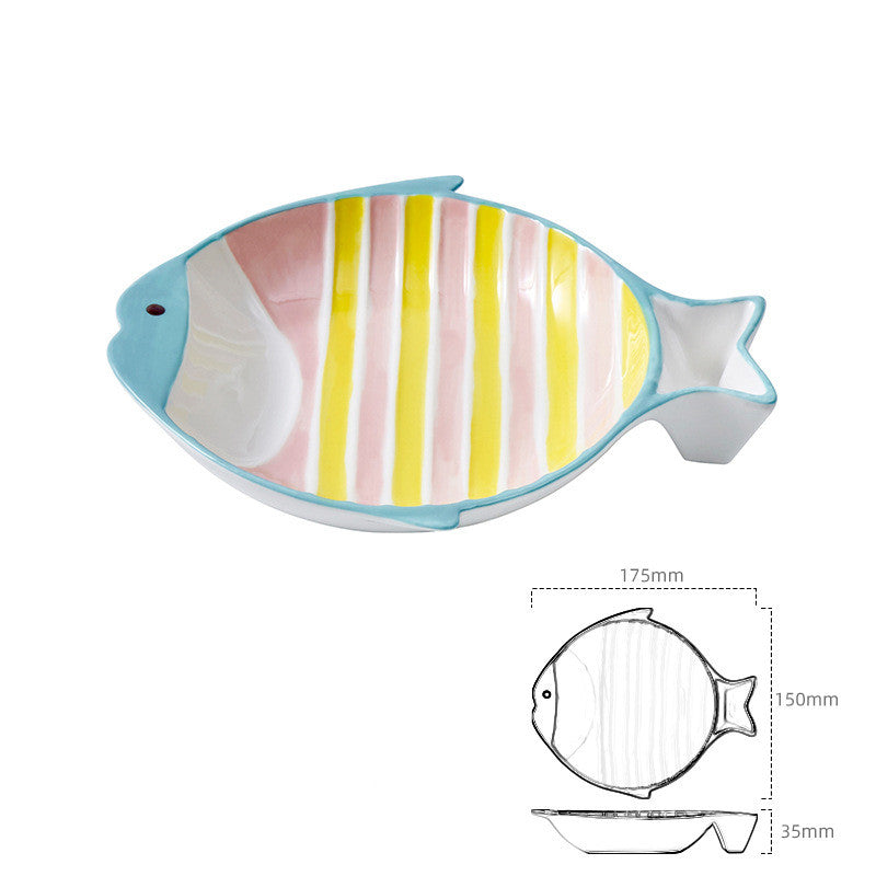 Fish Shape Ceramic Pet Feeding Plate Bowl