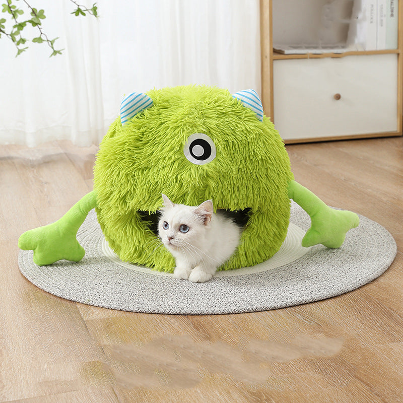 Pet Fluffy Round Calming Soft Plush Bed