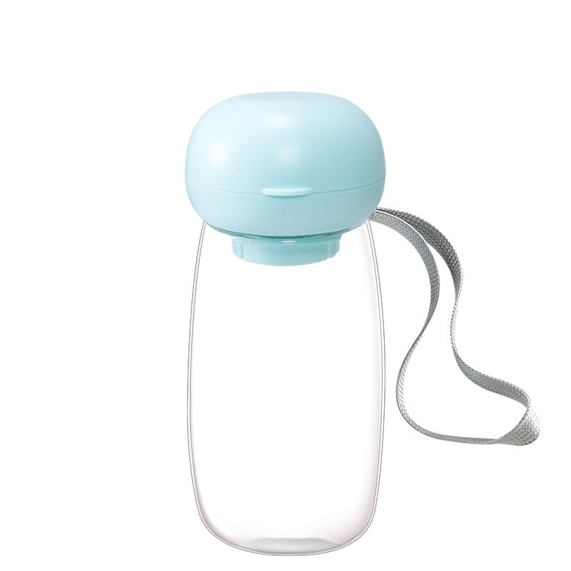 Portable Pet Travel Water Bottle With Feeding Bowl And Lanyard