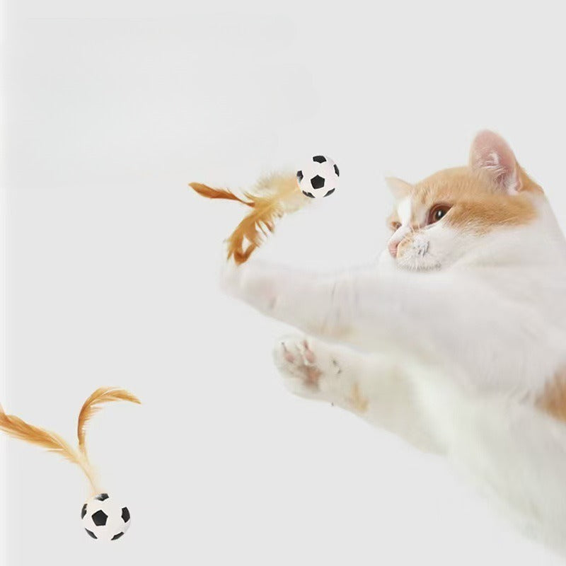 Pet Interactive Feather Bouncy Ball Self Entertainment Toy