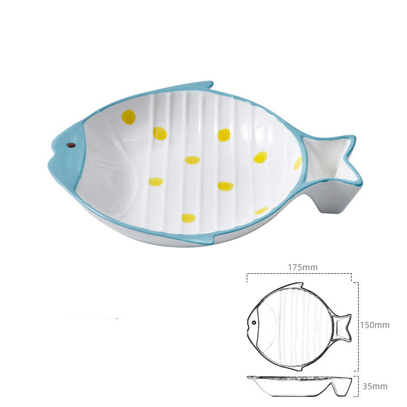 Fish Shape Ceramic Pet Feeding Plate Bowl
