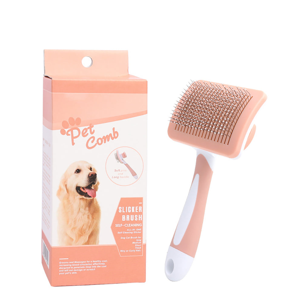 Pet Self Cleaning Slicker Grooming Brush One Click Hair Removal Tool