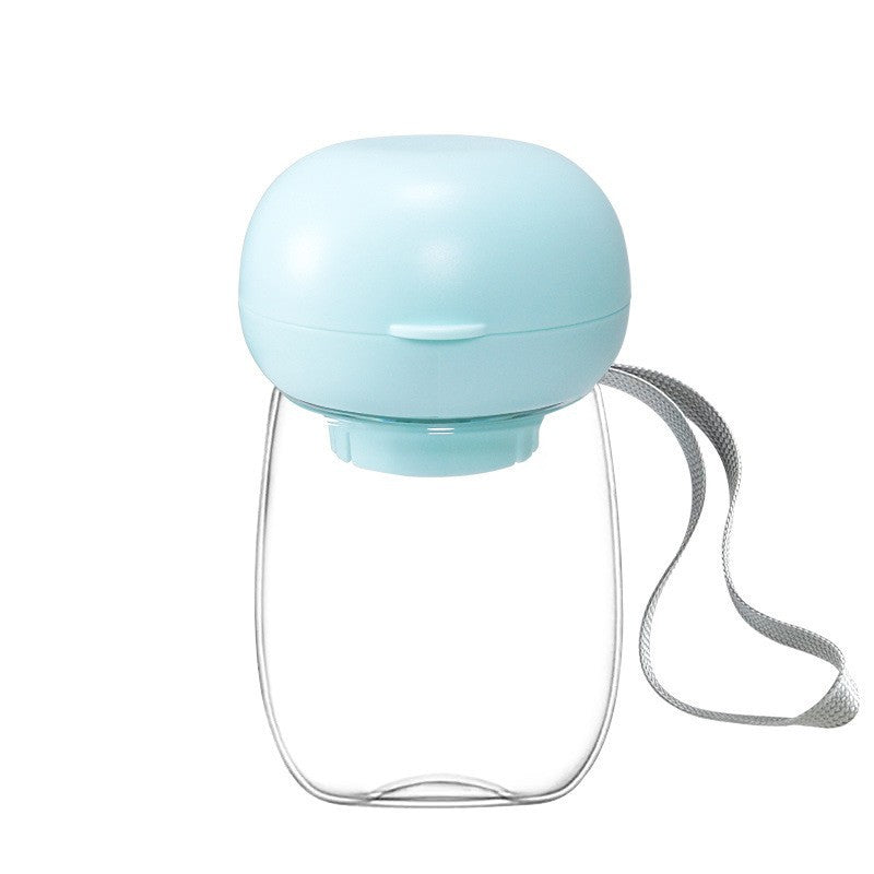 Portable Pet Travel Water Bottle With Feeding Bowl And Lanyard