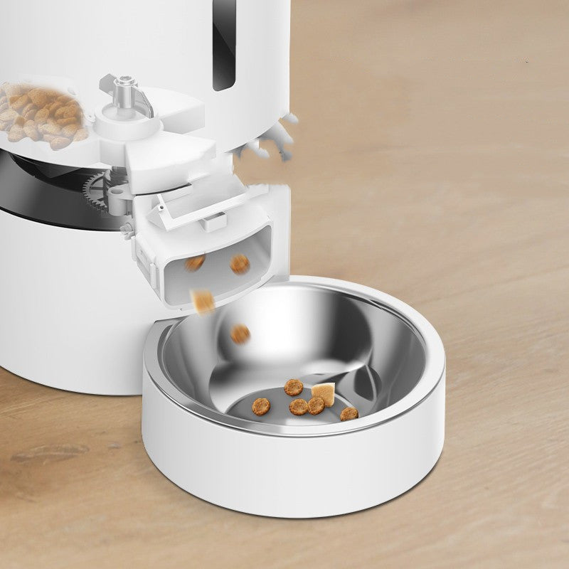 Capsule Style Automatic Pet Feeder With Double Bowl