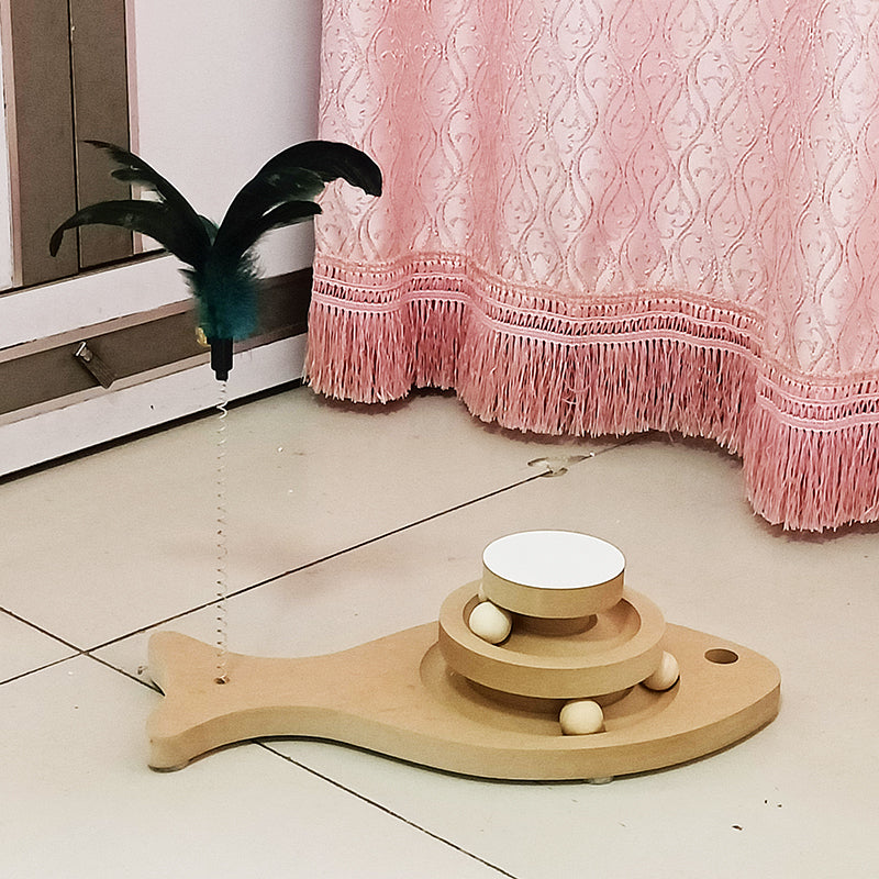Pet Solid Wood Turntable Bite Resistant Interactive Toy