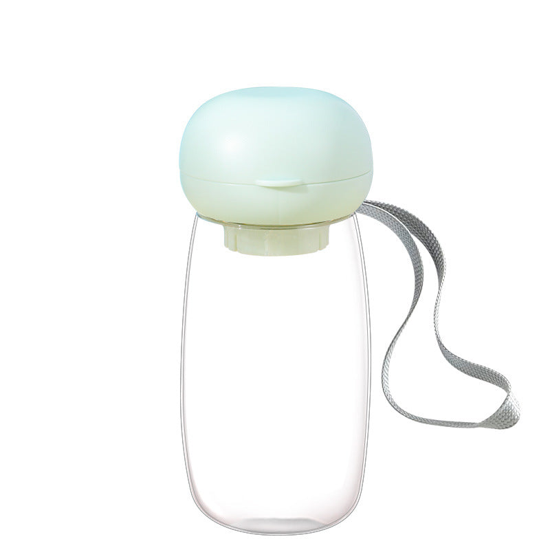 Portable Pet Travel Water Bottle With Feeding Bowl And Lanyard