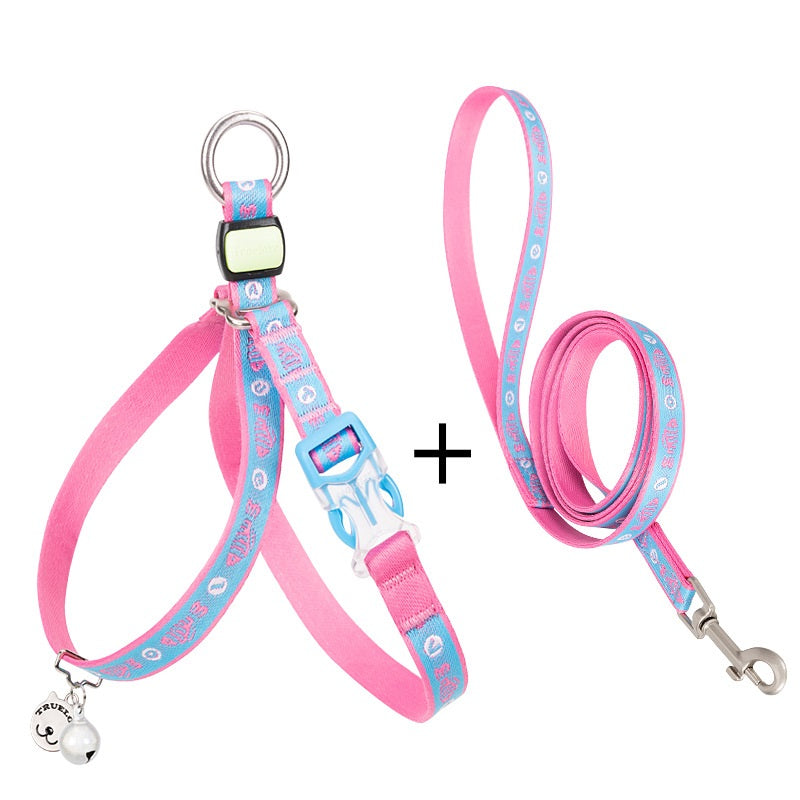 Bell Chest Strap Pet Vest With Haulage Rope Leash