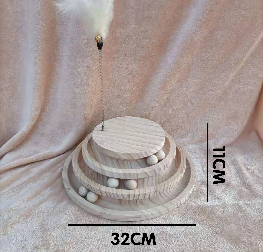Pet Solid Wood Turntable Bite Resistant Interactive Toy