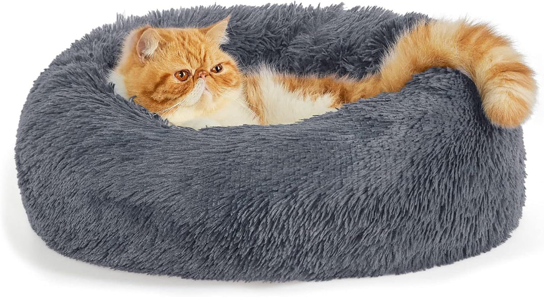 Indoor Solid Color Non Slip Fluffy Round Pet Bed