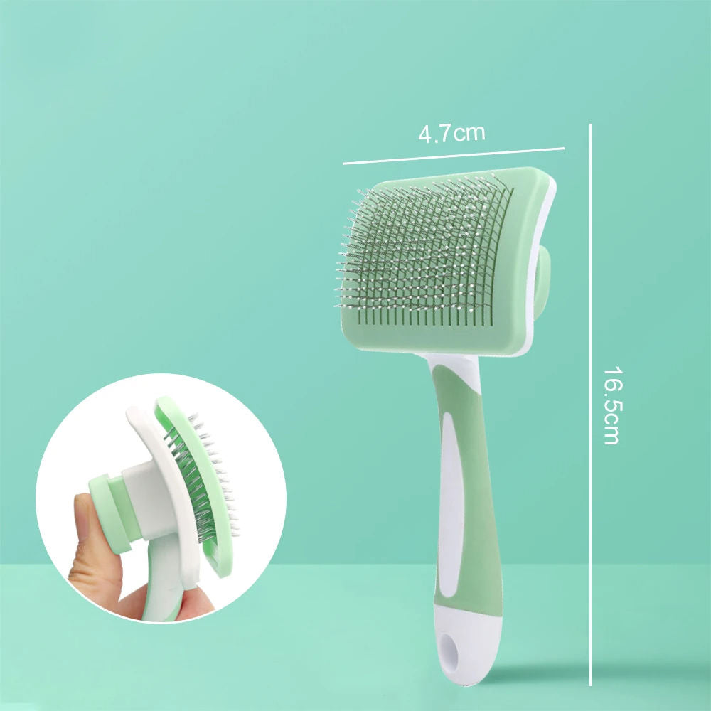 Pet Self Cleaning Slicker Grooming Brush One Click Hair Removal Tool