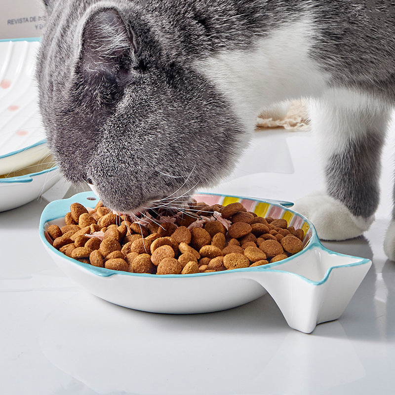 Fish Shape Ceramic Pet Feeding Plate Bowl