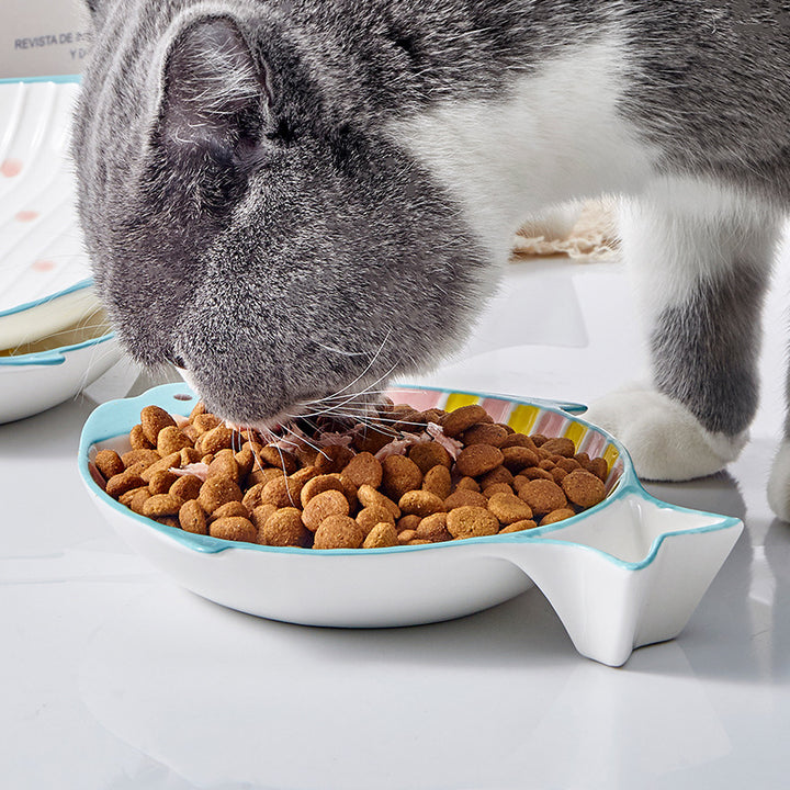 Fish Shape Ceramic Pet Feeding Plate Bowl