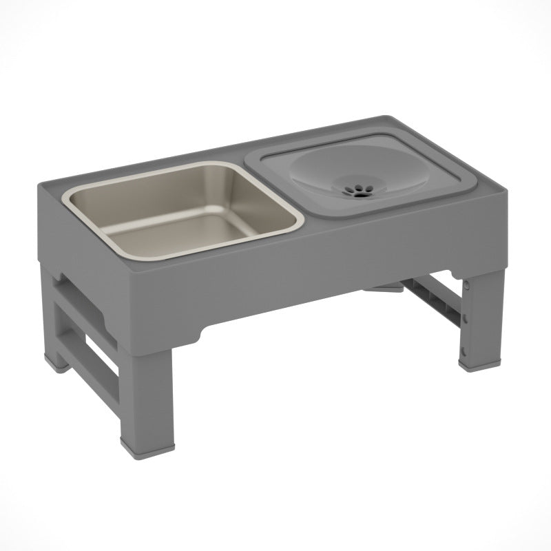Adjustable Height Stainless Steel Pet Double Bowl Feeding Stand
