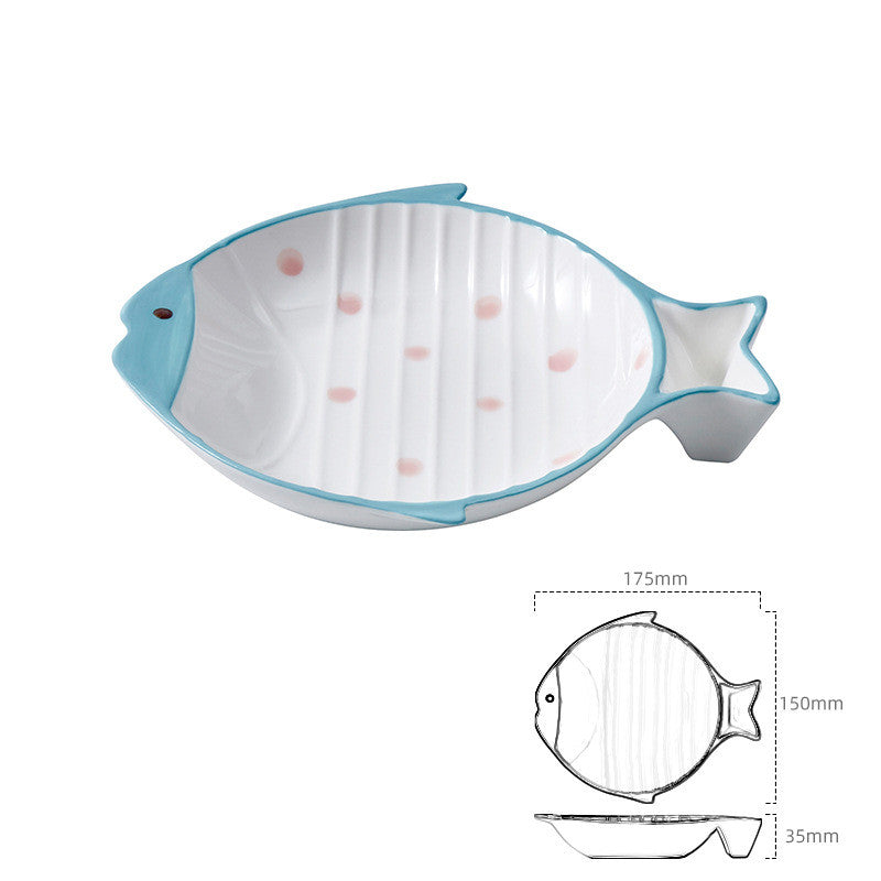 Fish Shape Ceramic Pet Feeding Plate Bowl