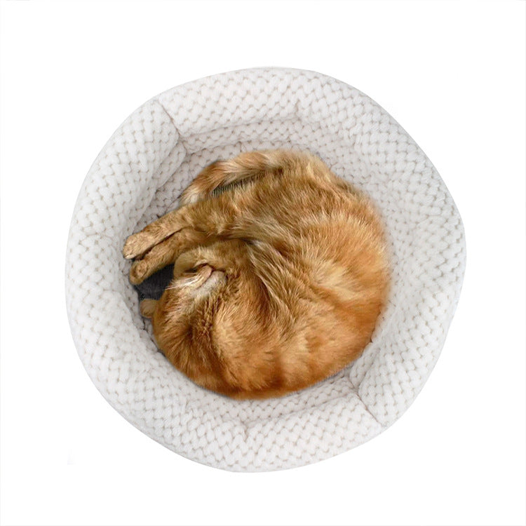 Semi-Closed Round Ice Velvet Pet Deep Sleep Bed