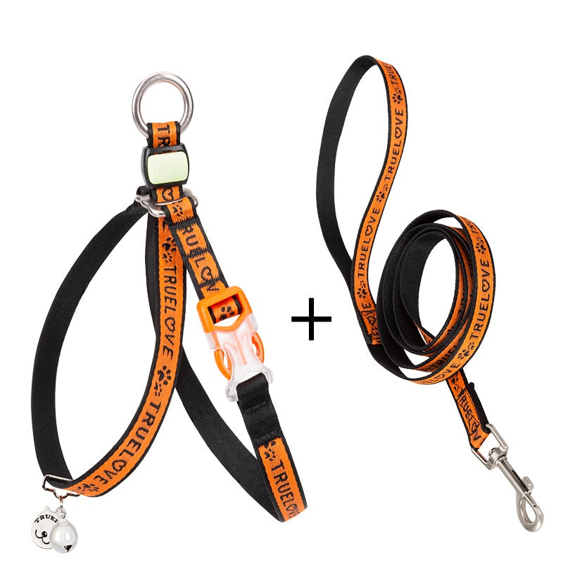 Bell Chest Strap Pet Vest With Haulage Rope Leash