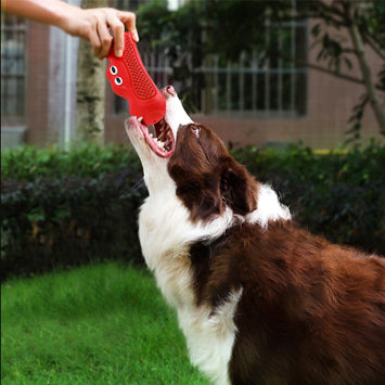 Pet Rubber Rugby Vocal Teething Chew Toy