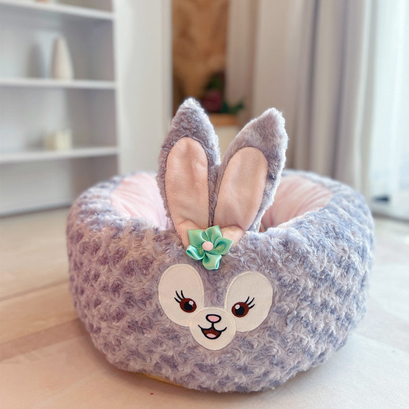 Pet Plush Cartoon Round Four Season Bed Nest