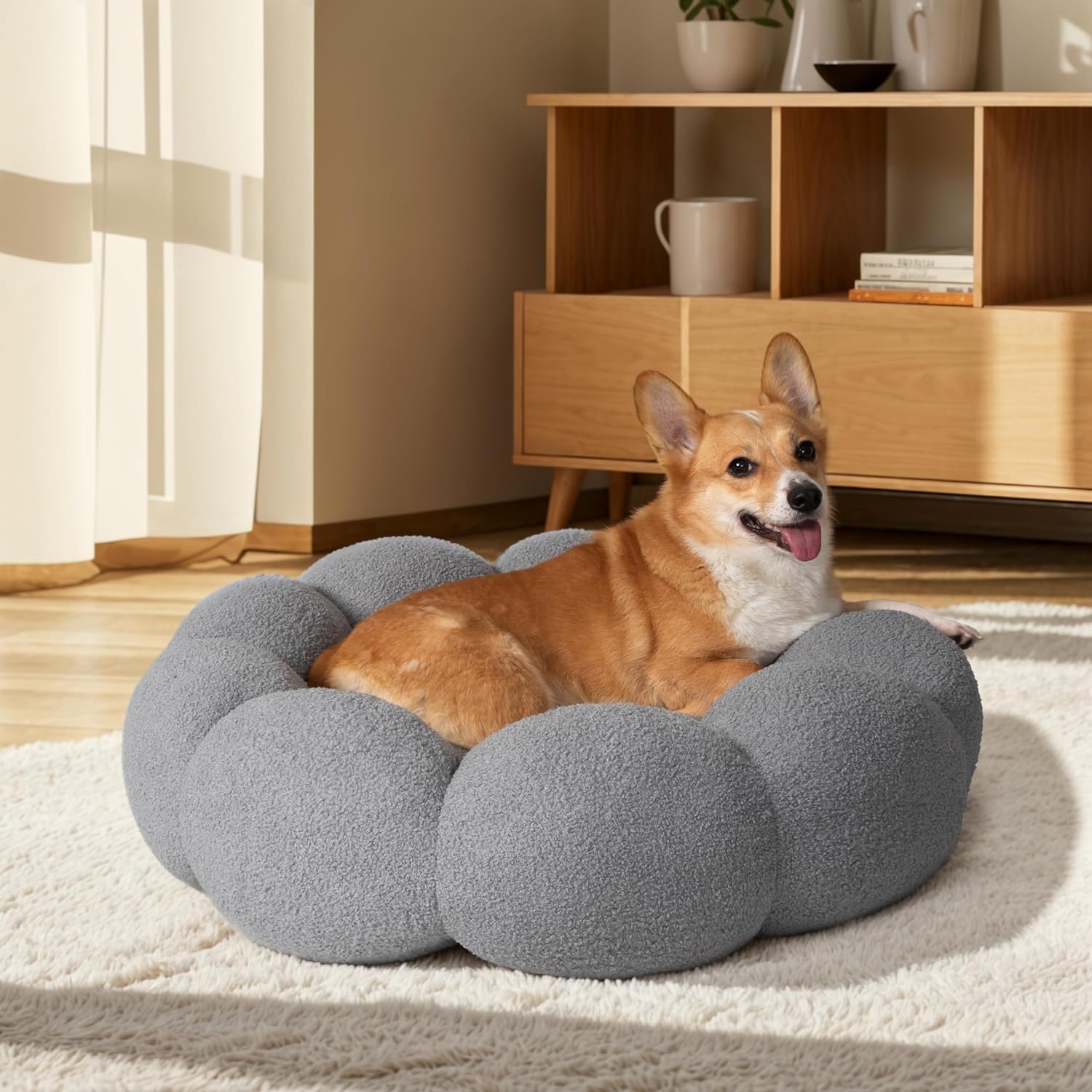 Pet Fluffy Round Calming Plush Donut Bed