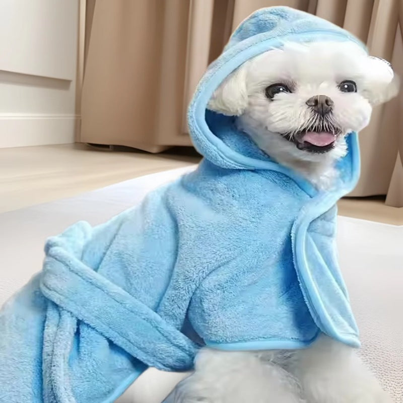 Pet Soft Thick Coral Fleece Bathrobe Towel Wrap