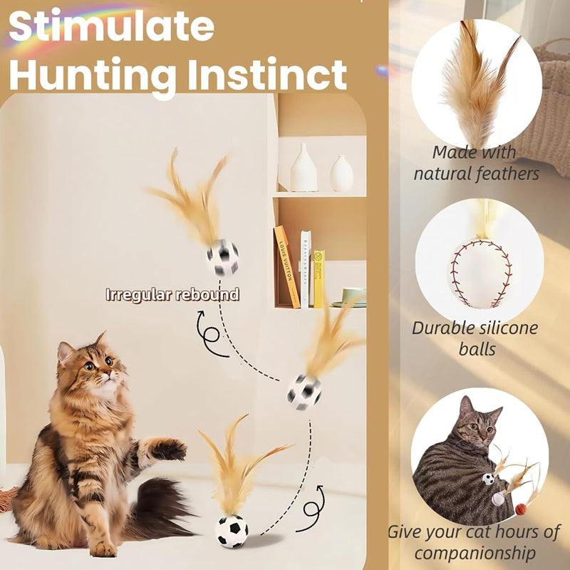 Pet Interactive Feather Bouncy Ball Self Entertainment Toy