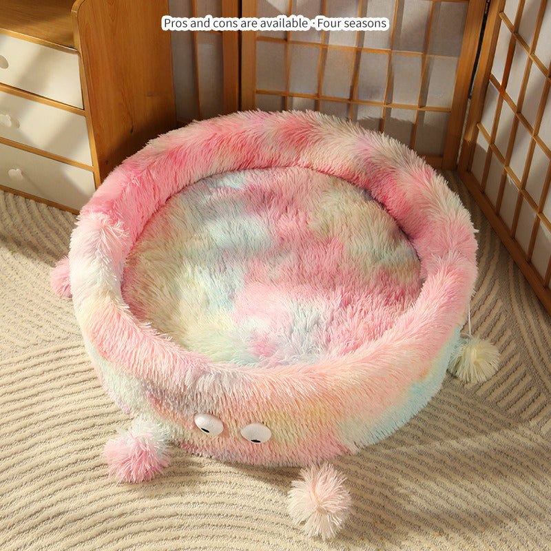Winter Warm Cute Monster Style Pet Round Nest Bed