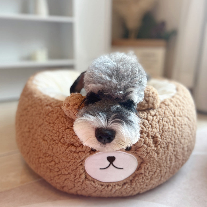 Pet Plush Cartoon Round Four Season Bed Nest