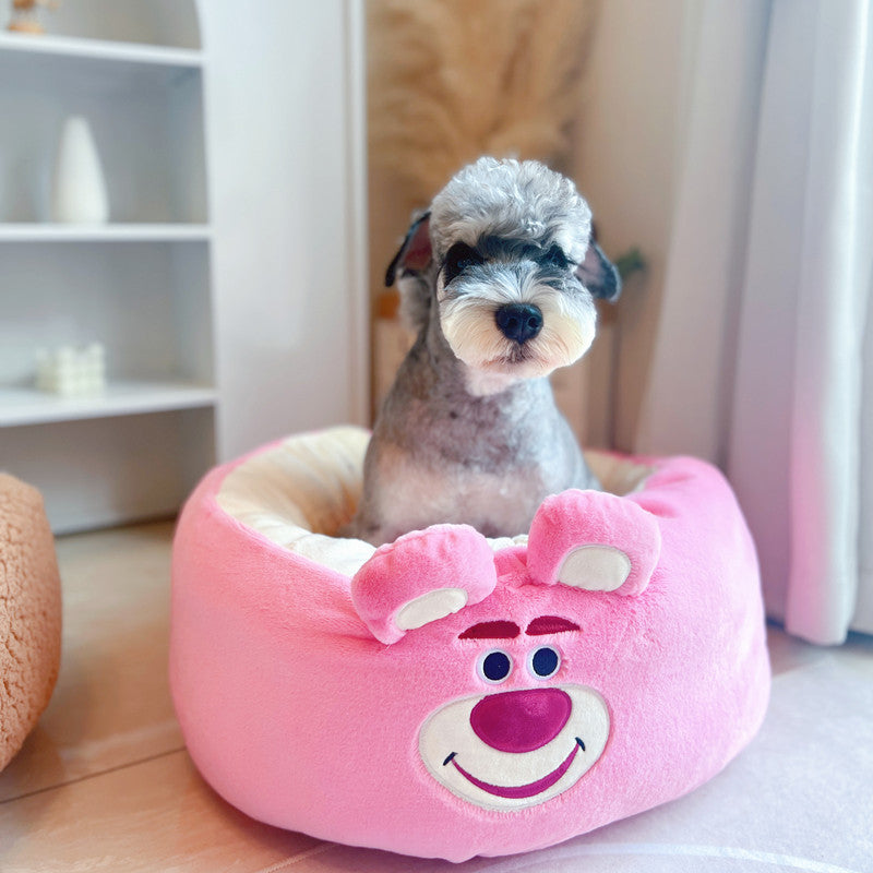 Pet Plush Cartoon Round Four Season Bed Nest