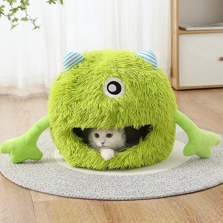Pet Fluffy Round Calming Soft Plush Bed