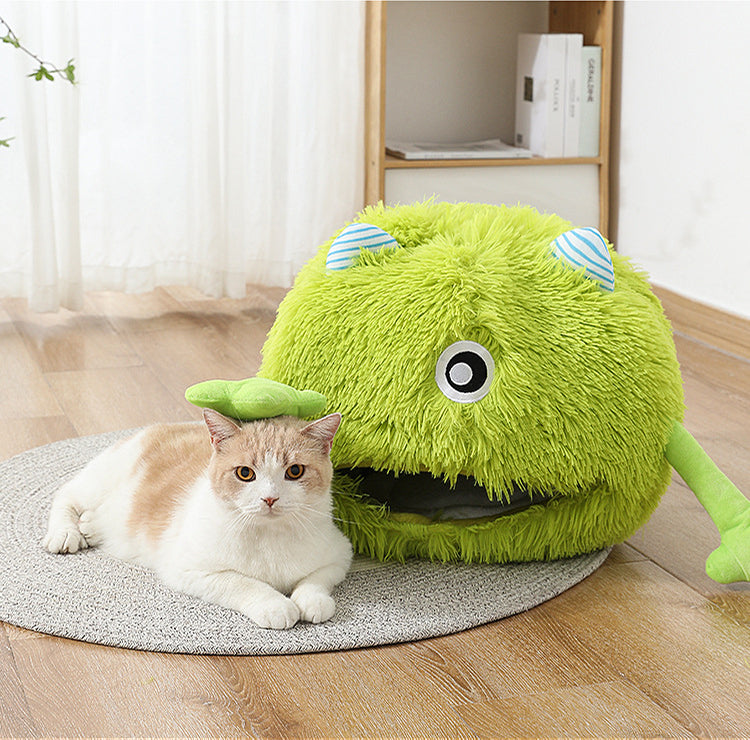 Pet Fluffy Round Calming Soft Plush Bed