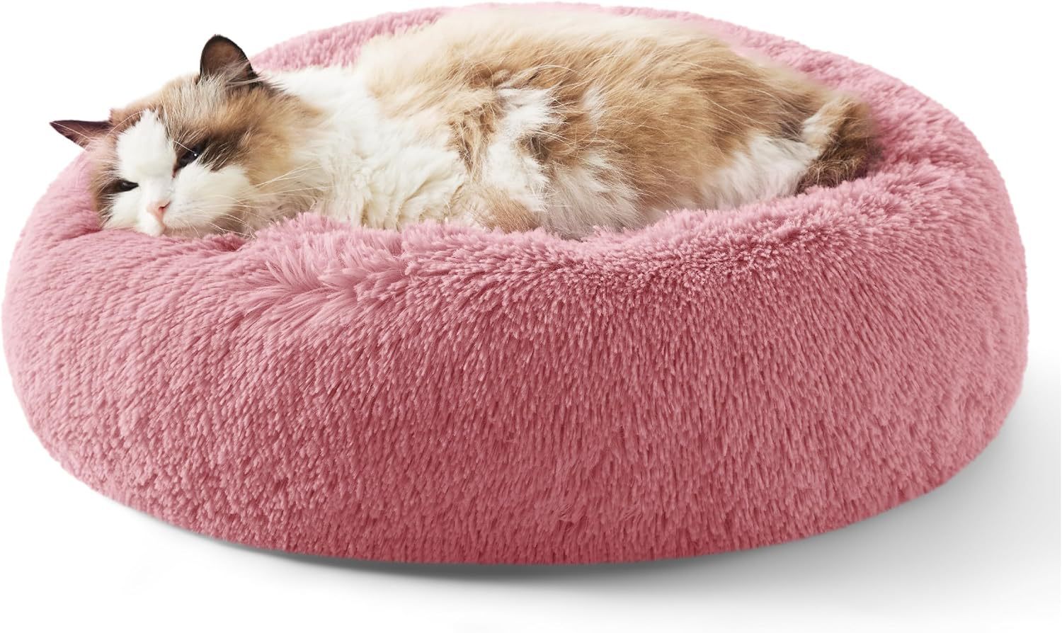 Indoor Solid Color Non Slip Fluffy Round Pet Bed
