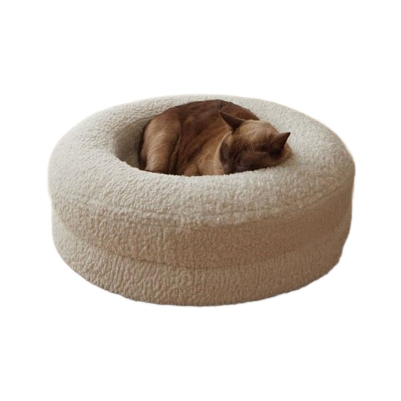 Pet Solid Color Round Leisure Sleeping Bed