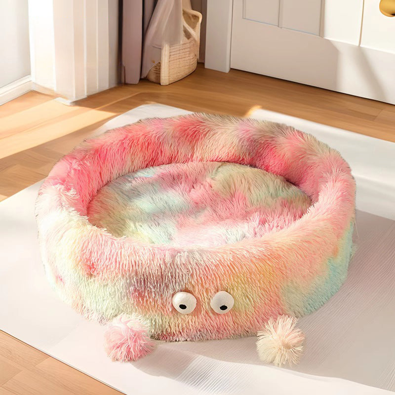 Winter Warm Cute Monster Style Pet Round Nest Bed
