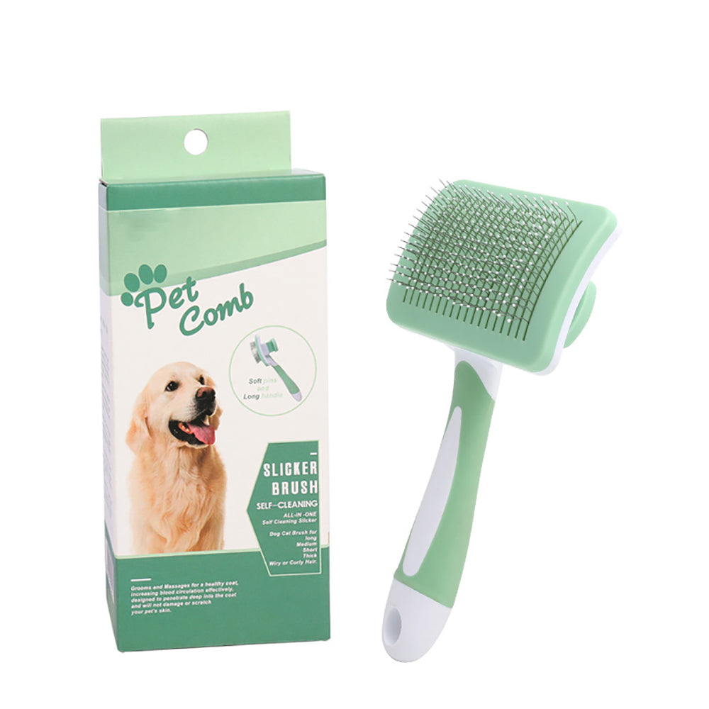Pet Self Cleaning Slicker Grooming Brush One Click Hair Removal Tool