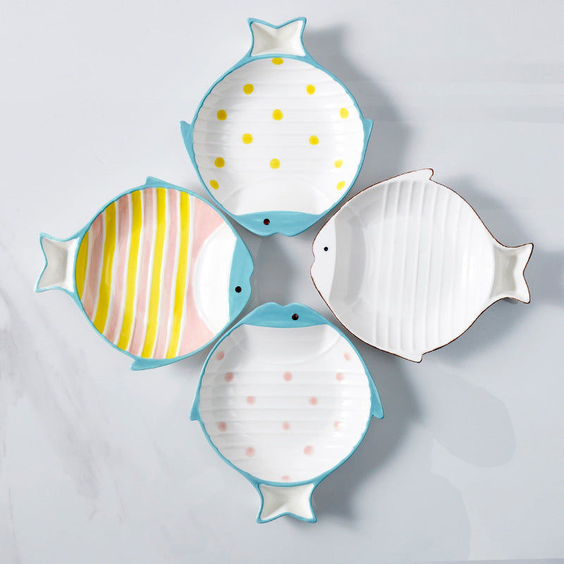 Fish Shape Ceramic Pet Feeding Plate Bowl