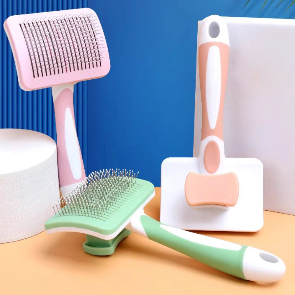 Pet Self Cleaning Slicker Grooming Brush One Click Hair Removal Tool