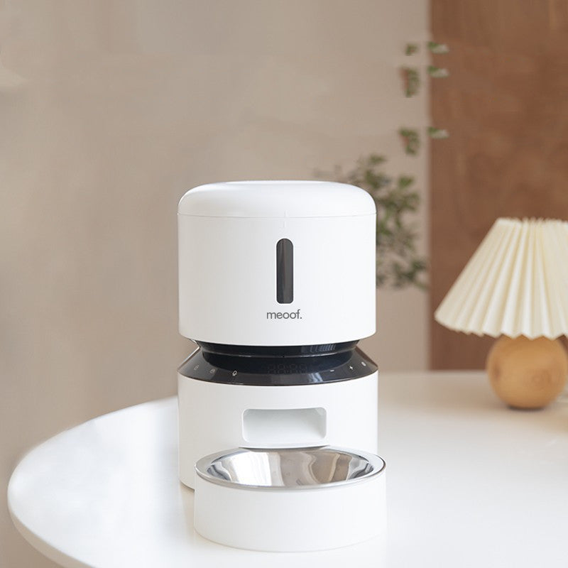 Capsule Style Automatic Pet Feeder With Double Bowl