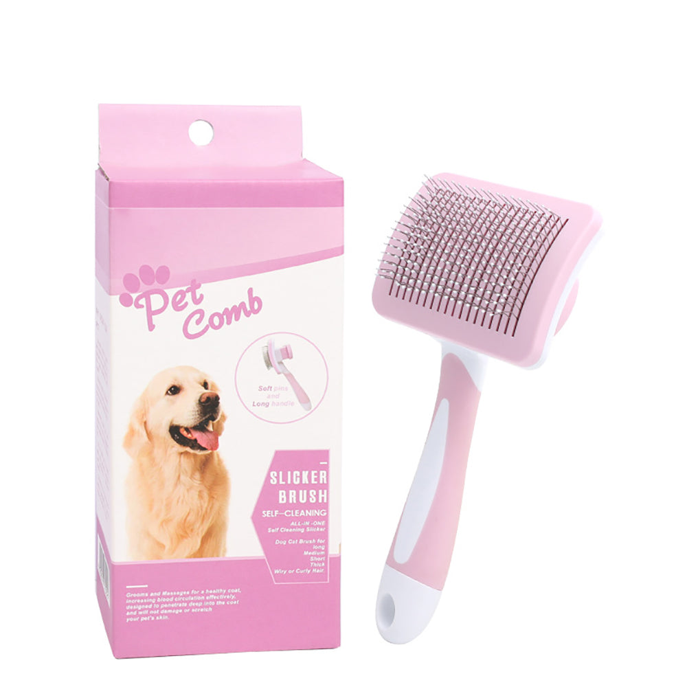 Pet Self Cleaning Slicker Grooming Brush One Click Hair Removal Tool