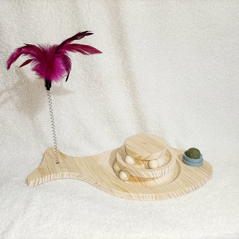 Pet Solid Wood Turntable Bite Resistant Interactive Toy