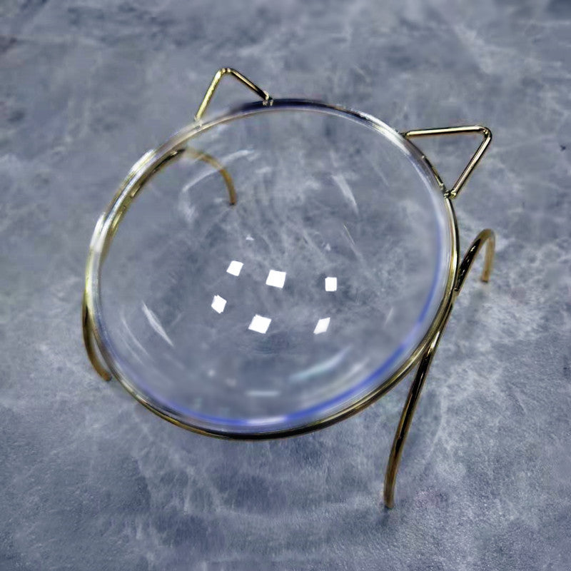 Pet Glass Feeding Bowl With Metal Stand Feeder