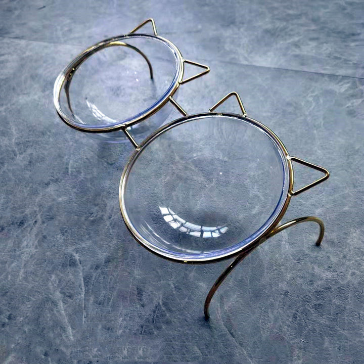 Pet Glass Feeding Bowl With Metal Stand Feeder